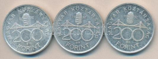 1992. 200Ft Ag "MNB" (3x) T:2