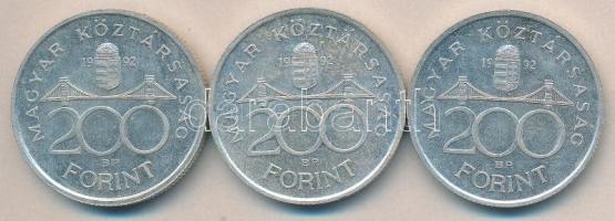 1992. 200Ft Ag "MNB" (3x) T:2