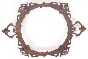 Gazdagon díszített, antik, sárgaréz képkeret /  Vintage brass picture frame with abundant floral decoration, 51x33cm