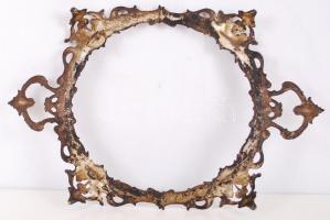 Gazdagon díszített, antik, sárgaréz képkeret / 
Vintage brass picture frame with abundant floral dec...