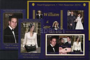 Prince William and Kate Middleton - royal engagement set + mini sheet + 4 diff. blocks William herce...