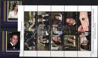 Prince William and Kate Middleton - Royal Engagement set+mini-sheet+4 diff. blocks, William herceg és Kate Middleton - királyi eljegyzés sor + kisív + 4 klf blokk