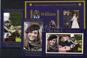 Prince William and Kate Middleton - royal engagement - set + mini sheet + 4 different block William ...
