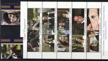 Prince William and Kate Middleton - Royal Engagement set + mini sheet + 4 different block, William herceg és Kate Middleton - királyi eljegyzés sor + kisív + 4 klf blokk