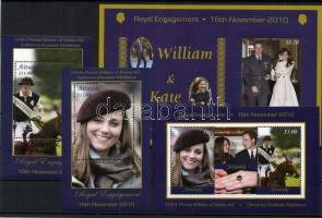 Prince William and Kate Middleton - Royal Engagement set + mini sheet + 4 different block William he...