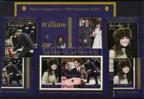 Prince William and Kate Middleton - Royal Engagement set + 4 different block, William herceg és Kate Middleton - királyi eljegyzés sor + 4 klf blokk