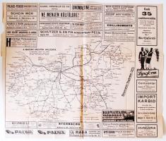 CCa 1920 Magyarország Vasúti térképe / railroad map of Hungary  39x49 cm