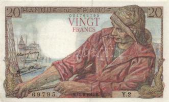 Franciaország 1941-1942. 20Fr + 50Fr T:II,II- France 1941-1942. 20 Francs + 50 Francs C:XF,VF