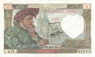 Franciaország 1941-1942. 20Fr + 50Fr T:II,II-
France 1941-1942. 20 Francs + 50 Francs C:XF,VF