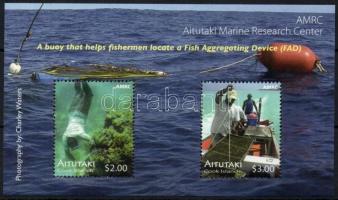 Aitutaki Tengeri kutatóintézet kisív sor (6 klf) + blokk, Institute of oceanography mini sheet set + block