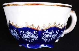 Zsolnay Pompadour mokkás csésze és alj, összesen:5 db, jelzett, hibátlan/ Flawless Zsolnay chinaware...