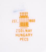 Zsolnay Pompadour mokkás csésze és alj, összesen:5 db, jelzett, hibátlan/ Flawless Zsolnay chinaware...