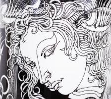 Szász Endre által tervezett Hollóházi porcelán váza, hibátlan, jelzett,m: 30 cm d:15 cm / Faces desi...