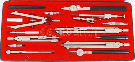 cca 1920 Hiánytalan Richter & Co Präcision, Kopernikus IX típusú körzőkészlet / complete set of ...