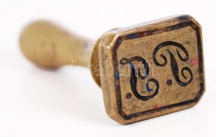 Monogramos bronz pecsétnyomó /  Bronze stamp with monogram, 4cm