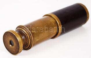 Régi, fa burkolatú, réz tengerész távcső (kissé rozoga állapotban) / 
Vintage brass and wood marine ...