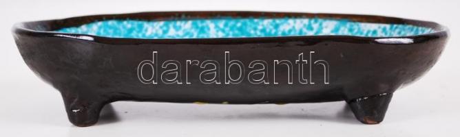 Borsódy Ágnes (1936): Festett mázas kerámia tálka, jelzett, zsűrizett, 20x10x4cm