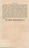 Singer Manufacturing Co., Hungarian folklore, description of Hungary on the backside in English, lit...