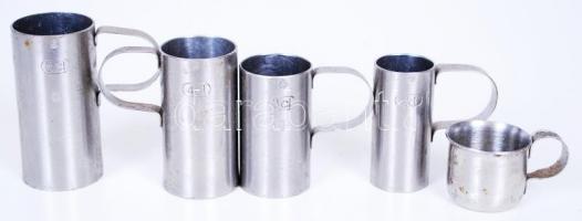 5db-os italmérő készlet, rozsdamentes acél /  Stainless steel measuring cup set, 1cl-5cl