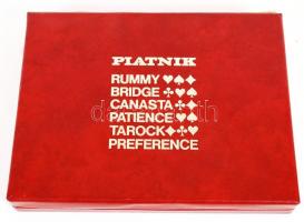 1976 Piatnik kártya készlet hiányos, eredeti műbőr dobozban, 23×18 cm