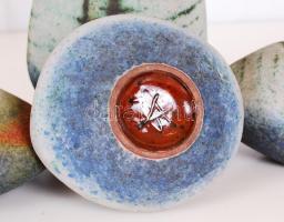 4db-os, S.Á. jelzésű, zsűrizett, iparművész vázakészlet / 
Designer's vase set, 6-22cm