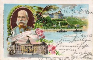 Budapest mit Franz Joseph 1899 C Litho