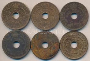 Britt Nyugat-Afrika 1919-1958. 1P (6x) klf évszám T:vegyes British West Africa 1919-1958. 1 Penny (6x) different dates C:mixed