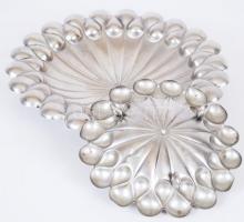 2db, hólyagos szegélyű, alpakka kínálótál / 
Nickel silver serving plates, d: 16/24cm