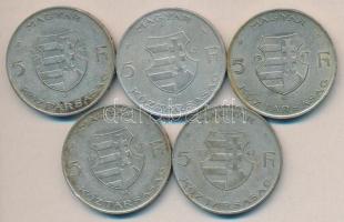1947. 5Ft Ag "Kossuth" (5x) T:2-,3