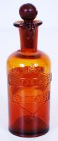 cca 1900 Bp. IV. ker., "Oroszlán" Gyógyszertár, orvosságos üvegcse / 
Medicine bottle, 13,...