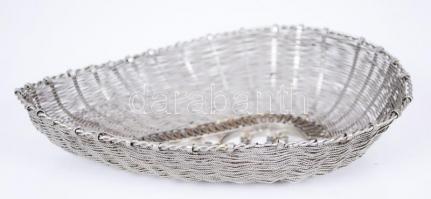 Díszes, fonott fémkosárka /  Little metal basket, d: 21x15cm