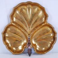 Levél alakú réz kínáló / Brass serving plate, 27x27cm