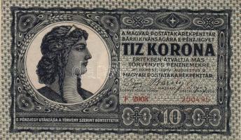 1919. augusztus 9. 10K T:II(kis sarokhiány, a bankjegy amúgy hajtatlan kis szamárfüllel)