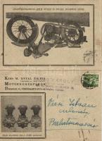 Kiss M. Antal és fia motorkerékpár üzlete és javítóműhelye, összecsukható képeslap / the motorbike shop and corrective workshop of M. Kiss Antal and his son, folding card (fl)