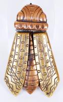 cca 1940 Bogár alakú, vörös- és sárgaréz övcsat /  Vintage belt clasp, 5,5x3,5cm