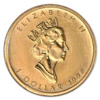 Kanada 1996. 1$ Au "II. Erzsébet / Juharlevél" (1,58g/0.999) T:1 Canada 1996. 1 Dollar Au "Elizabeth II / Maple Leaf" (1,58g/0.999) C:Unc