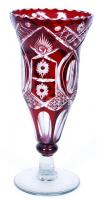 Rubinvörös nagy kehely, több rétegű, csiszolt, hibátlan, m:27 cm/ Glass chalice, flawless condition