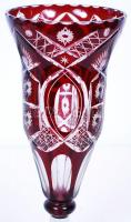 Rubinvörös nagy kehely, több rétegű, csiszolt, hibátlan, m:27 cm/ Glass chalice, flawless condition