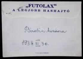 1938 Budapest XIV., Majorossy Béla Thököly Gyógyszertára (Thököly út 178.), reklámos receptboríték