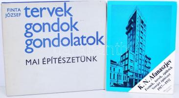 Építészettel kapcsolatos könyv tétel, Finta József: Tervek, gondok, gondolatok. K.N. Afanaszjev: Eszmék, tervek, épületek Szovjet építészet 1917-1932. Összesen: 2 db könyv