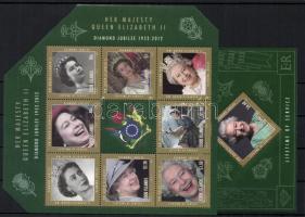 60th Anniversary of Queen Elisabeth II's enthronement mini-sheet+block, II. Erzsébet királyné trónra lépésének 60. évfordulója kisív + blokk