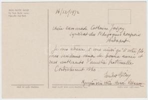 1972 Nguyen Van Hieu Dél-vietnámi tábornok saját kézzel írt képeslapja magyar barátjának. / Autograph postcard of South-VIetnamese general Nguyen Van Hieu. in French