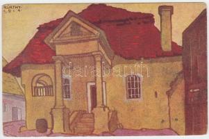 1931 Kürthy György színész, díszlettervező, író képét ábrázoló, saját kézzel írt képeslapja