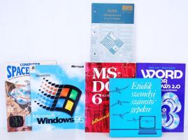 Számítógépekről és operációs rendszerekkel foglalkozó könyv tétel: Etűdök személyi számítógépekre. Ms-Dos 6. Windows 2.0. Spacegames. Windows 95. Összesen 5 db könyv.