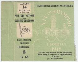 1948 London Wembley stadion belépőjegy az olimpia záróünnepségére, 9×11 cm / XIV. th Olympiad London: Closing Ceremony entrace ticket