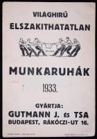 1933 Budapest VII. Világhírű elszakíthatatlan munkaruhák Gutmann J. és Tsa, katalógus