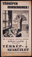 1938 Kókai Lajos térképszaküzlete, reklámos katalógus árjegyzékkel, statisztikai adatokkal