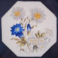 Ismeretlen jelzéssel: Virágok. Akvarell, papír, 8-szögletű, igényes keretben, 25,5x25,5cm
