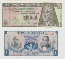 Guatemala 1989. 1/2Q T:I + Kolumbia 1977. 2P T:I Guatemala 1989. 1/2 Quetzal T:Unc + Colombia 1977. 2 Pesos C:Unc