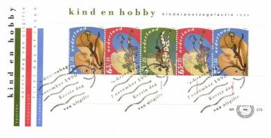 Children and hobbies set + block on FDC Gyermekek és hobbijaik sor + blokk FDC-n